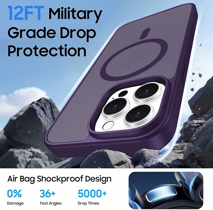 Ntwinro Magnetic for iPhone 16 Pro Max Case (Compatible with MagSafe) with Detachable Wallet & Card Holder for 3 Cards [RFID Blocking] Military Grade Protective Slim Phone Cover, Purple