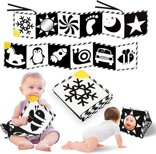 Baobrava High Contrast Baby Toys, Black and White Newborn Toys for Brain Development, Soft Baby Books, Infant Sensory 0-6-12 Months, Tummy Time Toy, Visual Stimulation Montessori Gift