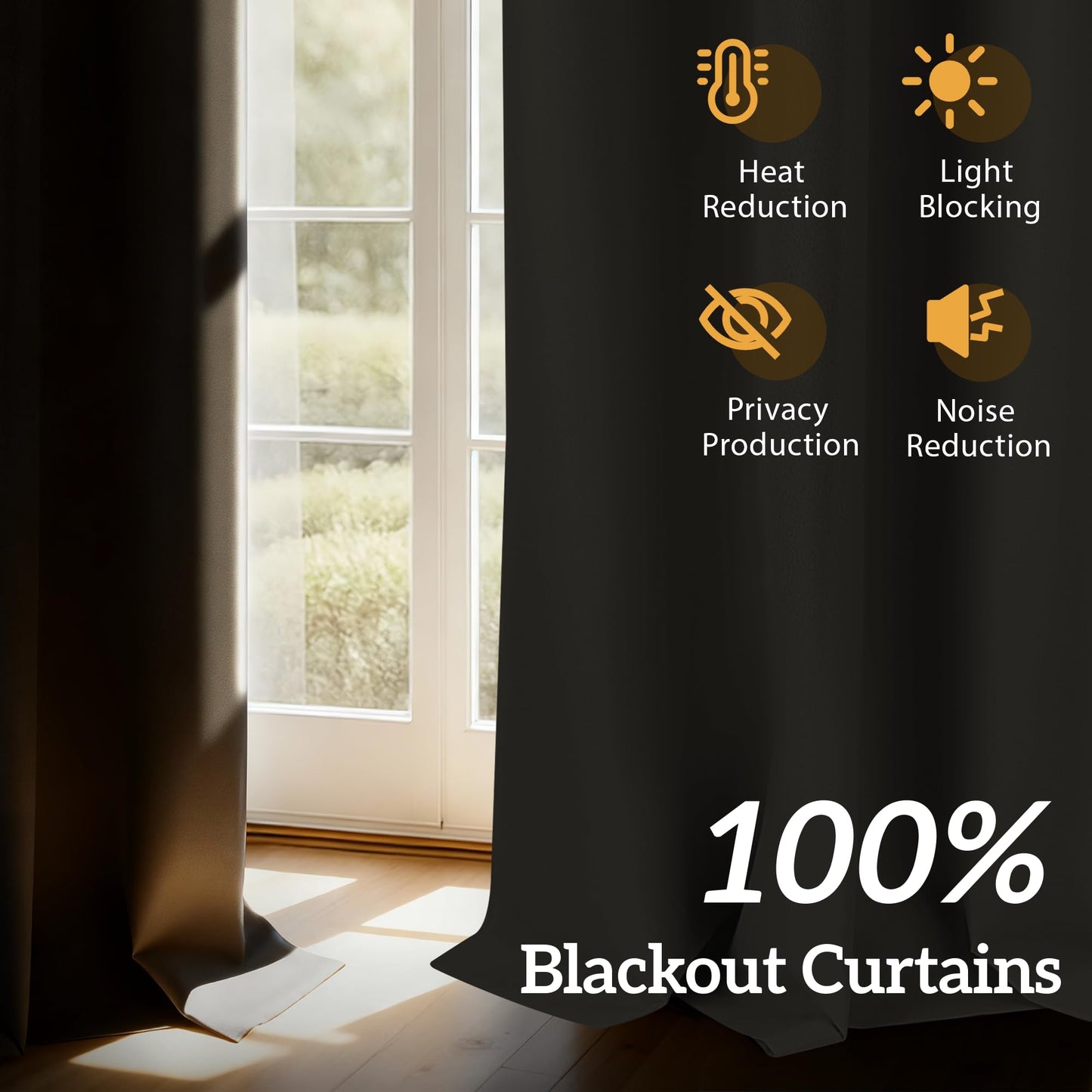 SABALANICA 2 Panels 100% Blackout Curtains, Lightweight Thermal Insulated Grommet Drapes for Bedroom Living Room, Light Blocking Window Treatment, Pack of 2, 54x84 Inches, Charcoal Grey