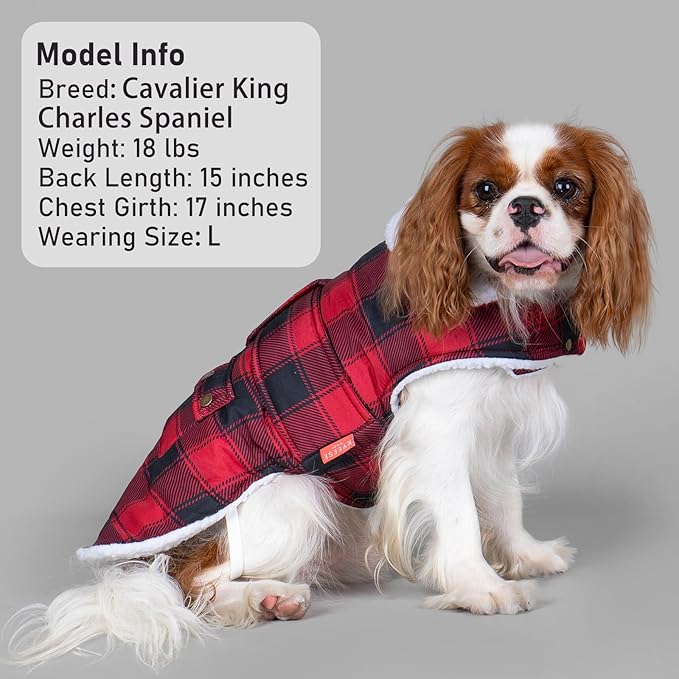 KYEESE Dog Coat Windproof Dog Coats for Small Dogs Waterproof Dogs Jacket with Fleece Lined Soft Pet Sweater for Cold Weather Warm Pet Winter Puffer Coat with Leash Hole Thick Pets Clothes with Pocket