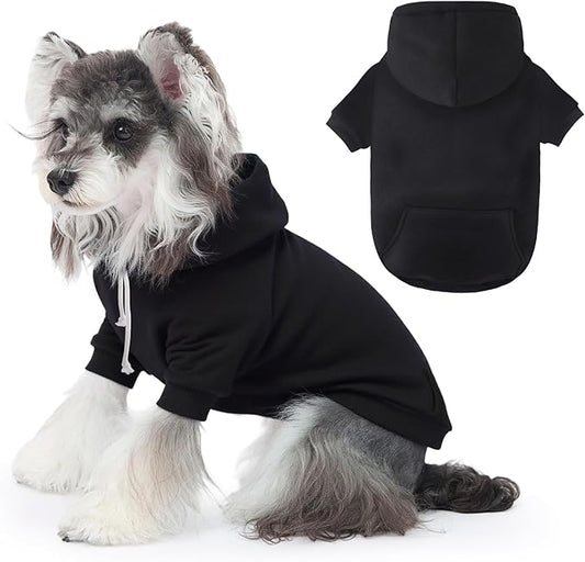 BAOBICUTE Dog Basic Hoodie Soft Dog Clothes Cold Weather Sweaters for Medium Large Dogs Cozy Fabric Warm Sweatshirt with Leash Hole (Black, S (Back: 12.6",Chest:18.11", Neck: 13.78"))