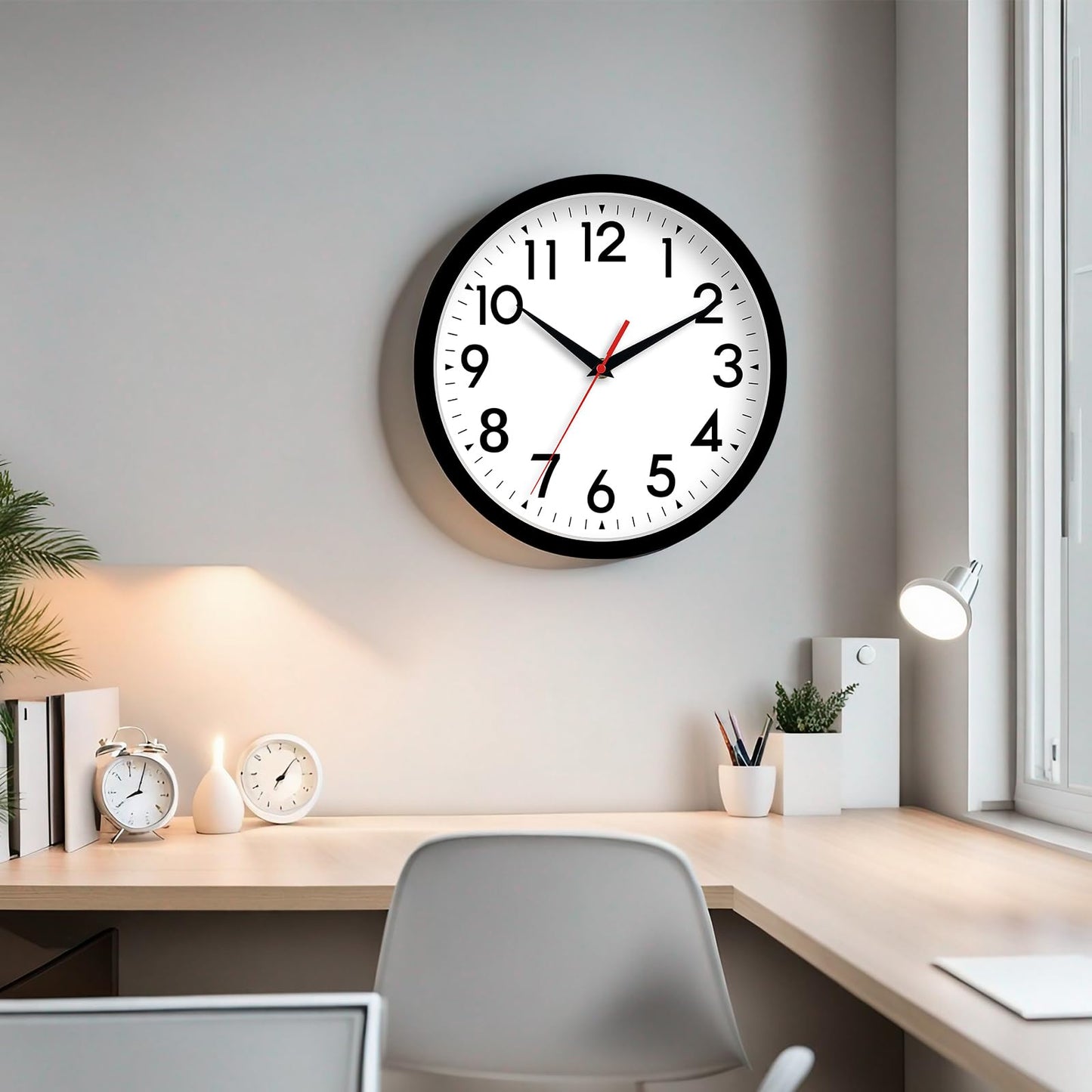 DAXSMY 14 Inch Wall Clock Large Battery Operated Big Silent Non Ticking Analog Clock Decorative for Living Room Office Kitchen Outdoor Classroom Bedroom Bathroom School(Black)