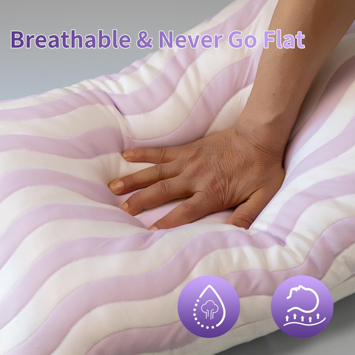 Auranta Pillows Queen Size Set of 2 - Cooling Shredded Memory Foam Bed Pillows for Sleeping, Adjustable Loft for Side, Back, and Stomach Sleepers, Medium Firm Support with Washable Cover, Mauve