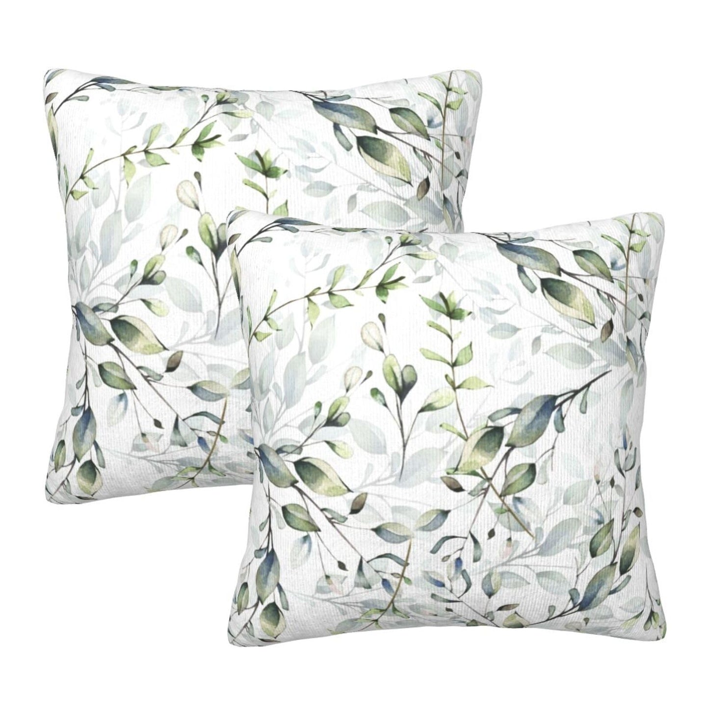 Coshatsu Spring Pillow Covers 18 x 18 Inch Set of 2,Sage Green Cream Wild Flower Plant Throw Pillows Case,Modern Seasonal Decorative Square Farmhouse Decor Cushion Covers for Home Sofa Bed Couch