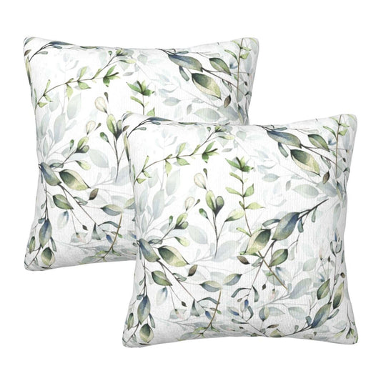 Coshatsu Spring Pillow Covers 18 x 18 Inch Set of 2,Sage Green Cream Wild Flower Plant Throw Pillows Case,Modern Seasonal Decorative Square Farmhouse Decor Cushion Covers for Home Sofa Bed Couch