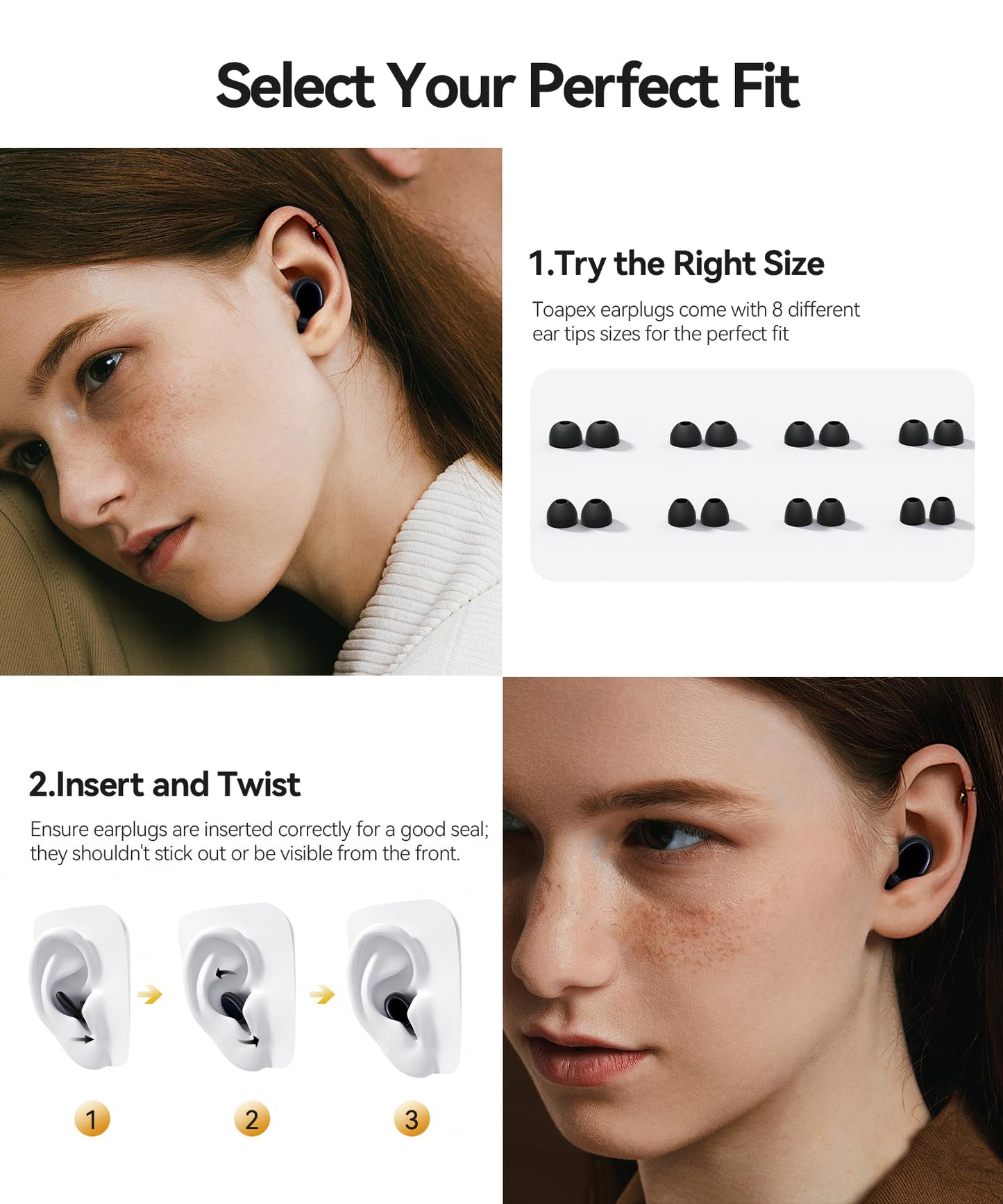 45dB Ear Plugs for Sleeping Noise Cancelling Ear Plugs for Noise Reduction & Snoring, Concerts, Earplugs for Sleep,Sider Sleepers Airplane, Silicone Earplugs Reusable