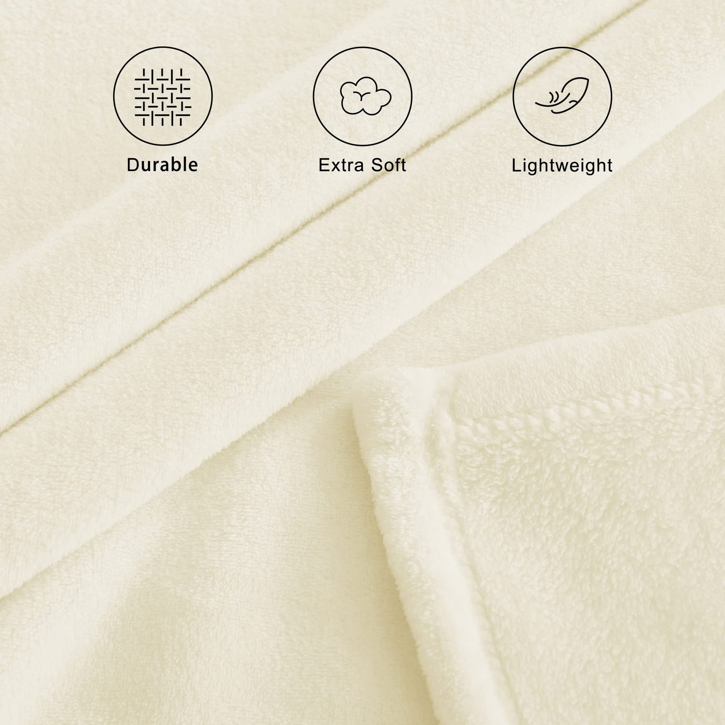 NICETOWN White Fleece Bed Blanket Queen Size - Flannel Super Soft Bed Cozy Microfiber Plush Fuzzy Blankets for Couch Sofa Decoration, 90 x 90 inches