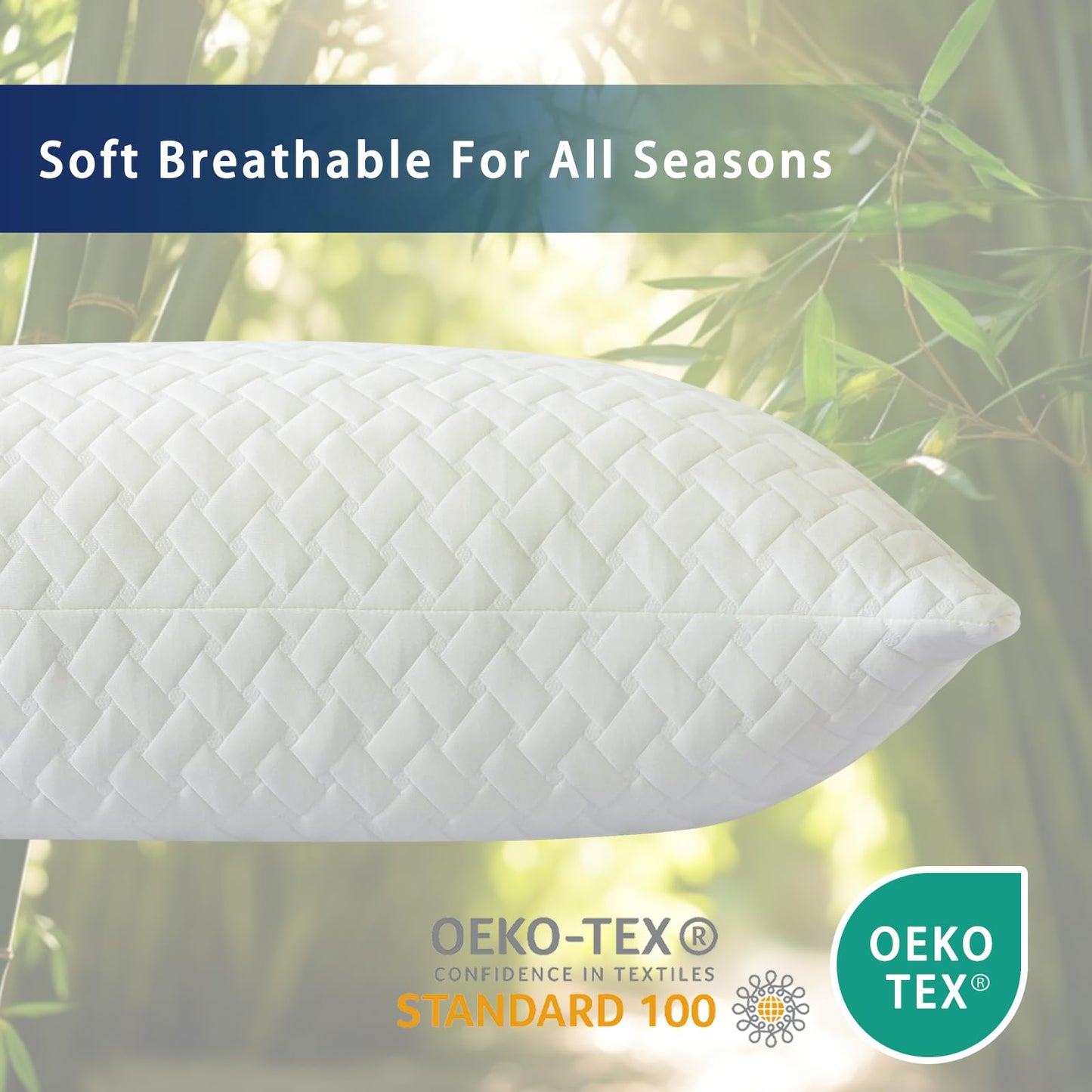 COZYART Shredded Memory Foam Pillows Queen Size Set of 2, Cooling Breathable Pillowcase, Adjustable Firm Bed Pillows for Side Back Stomach Sleepers
