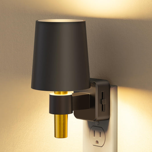 Briignite Night Light, Dimmable Night Lights Plug into Wall, Dusk to Dawn Sensor, Soft White 3000K, 0-100LM, Plug in NightLight, Vintage Night Light Compact for Hallway Bedroom Stairway