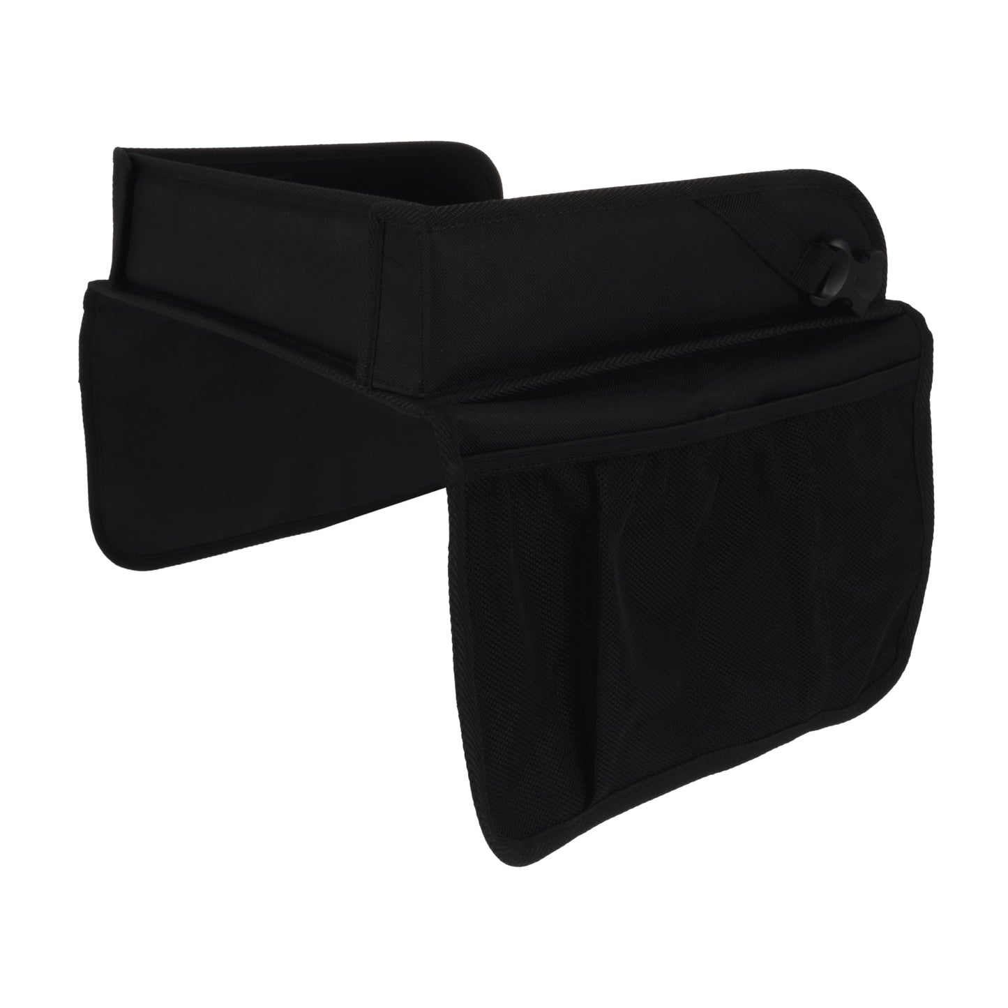 Nuby Kids Foldable Lightweight Travel Activity Lap Desk Tray with Pockets|Stay Organized & Mess Free on Car Rides, Plane Trips, Home|Adjustable Strap Keeps Desk Secure or Carry Strap for Travel|Black