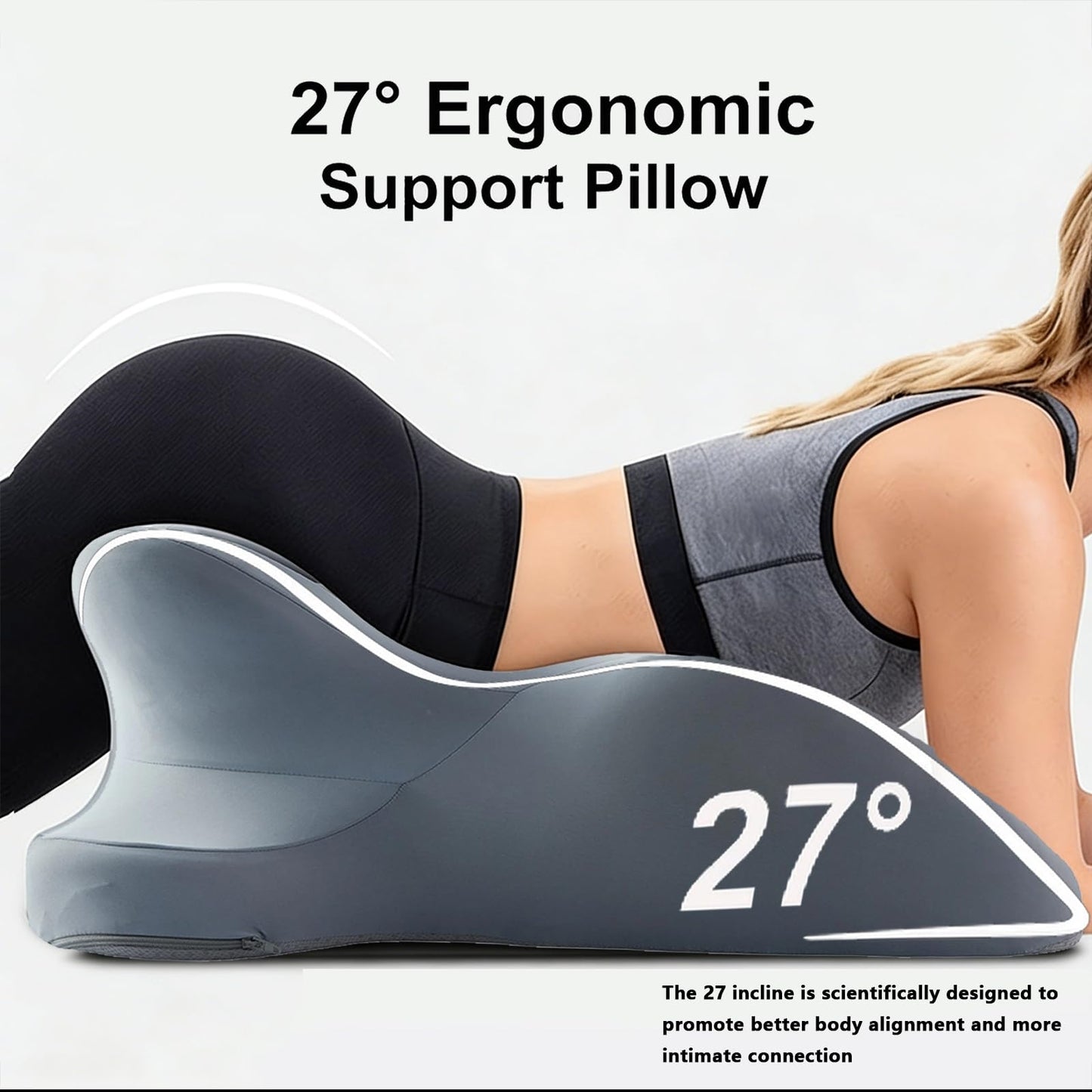 RSN Ergonomic Foam Wedge Pillow, 27° Angled Support for Neck and Waist, Multi-Position Support Pillow (Blue)