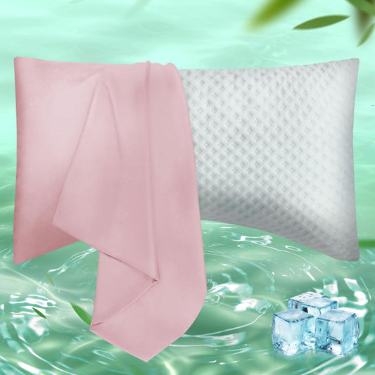 Curved Pillow Case Queen Size, Side Sleeper Pillow Cases Cover Cooling Rayon Derived from Bamboo with Zipper for hot Sleepers Hair and Skin, Breathable Silky Soft Pillowcase 1 Pack 20 * 30 Inches