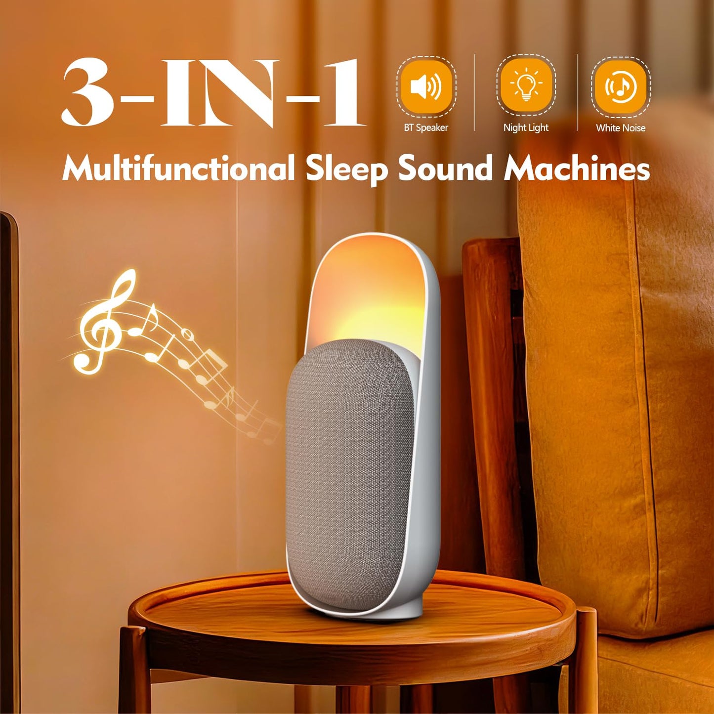 Sound Machine,White Noise Machine with Speaker,Night Light White Noise Machine,Sound Machine for Sleep for Room Decor Baby Kids Adult Home Office Travel
