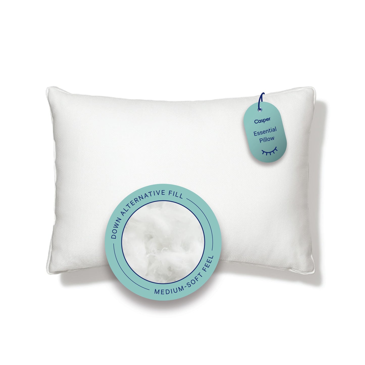 Casper Sleep Essential Pillow 2-Pack, Standard Size – Medium Soft Feel, Down-Alternative Fill, Supports Side, Back & Stomach Sleepers