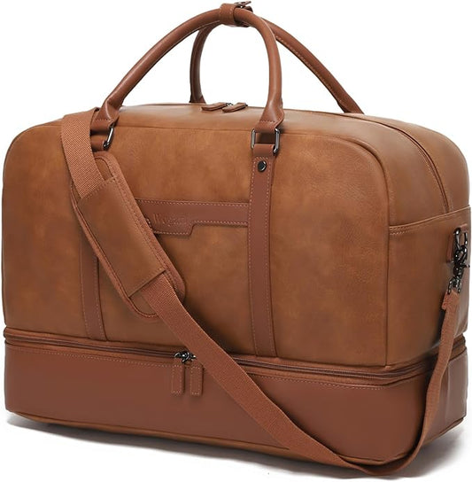 Wogarl Weekender Bags for Women Large Canvas Overnight Bag Travel Duffel Bags Carry on Shoulder Weekend Bag with Shoe Compartment for Travel Night Flight Daily Use