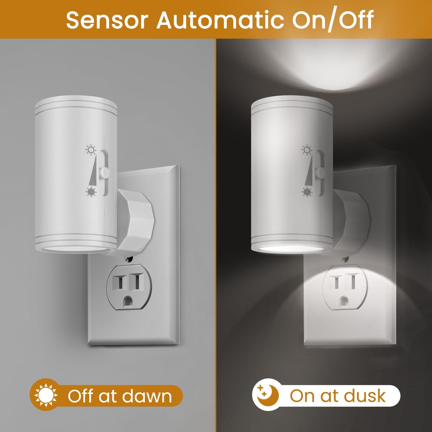 SETEN LED Night Lihgt Dimmable Plug into Wall,Night Lights Plug in,Cool White 4000K(0-300 LM), Light Sensor Dusk to Dawn Nightlight,for Hallway Bathroom,Bedroom 4- Pack