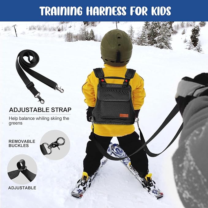 Odoland Kids Ski Training Harness with Backpack, Adjustable Strap & Lift Handle for Beginners Boy and Girl