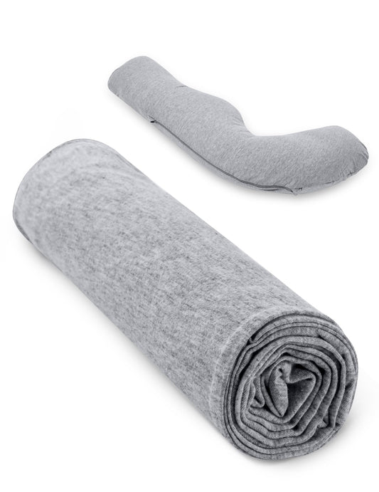 Momcozy Pregnancy Pillow Cover J Shaped, Pregnancy Body Pillowcase Removable, Soft & Machine Washable Replacement Cover Fits Momcozy J-Shaped Pregnancy Pillows, Grey