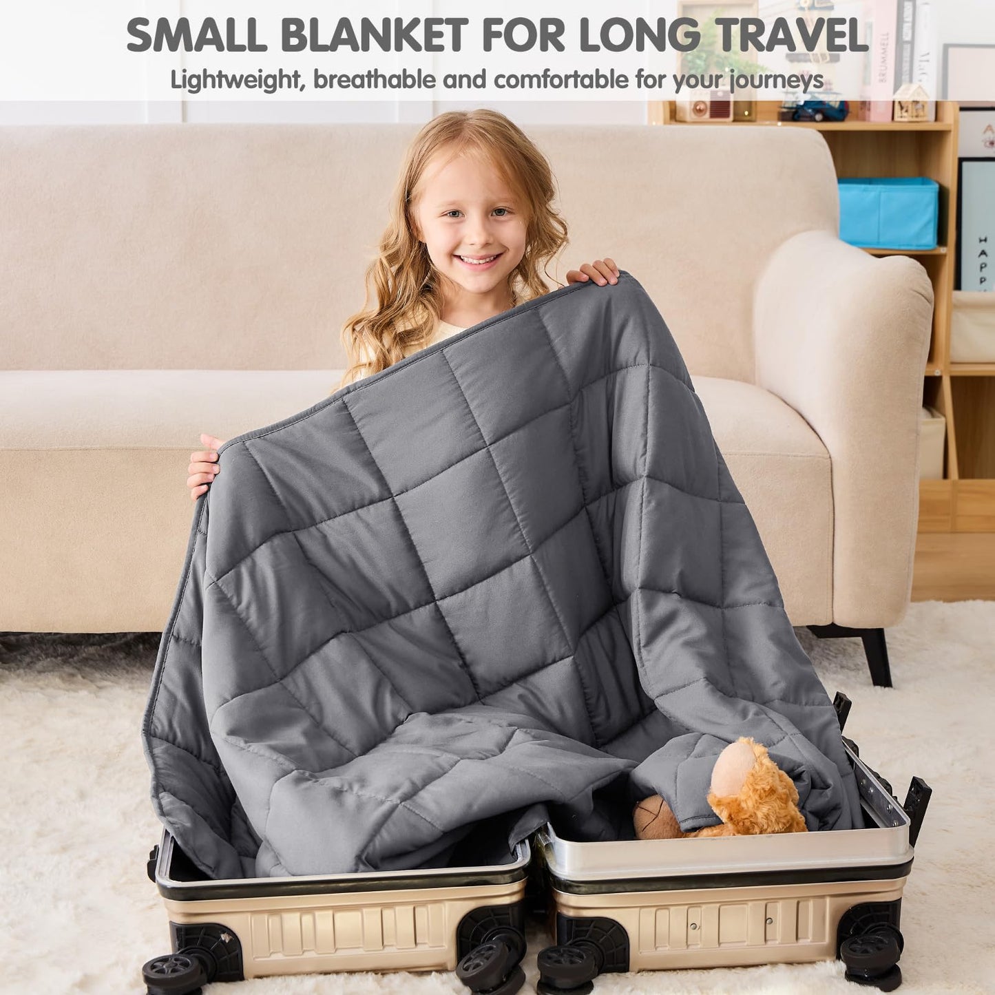 yescool Weighted Blanket 5 Pounds Cooling Weighted Lap Blanket, Grey Heavy Blanket for Sleeping, Weighted Throw Blanket Gifts for 40-60lbs, 36"x48"