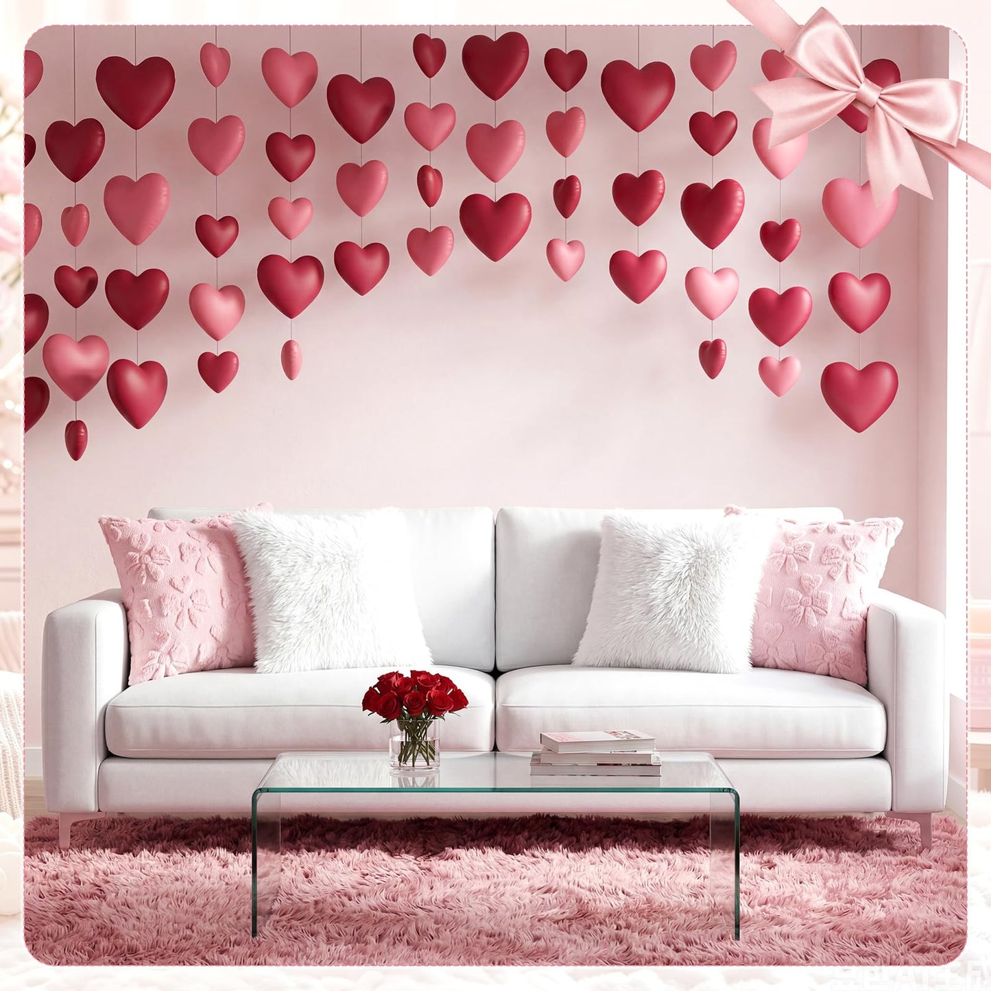 Mixweer 4 Pack Pink Bow Pillow Covers 18x18, Coquette Room Decor Soft Plush White Velvet Throw Pillow Covers, Cute Decorative Cushion Cases for Couch, Sofa, Bed, Girls Bedroom, Valentine’s Day Decor