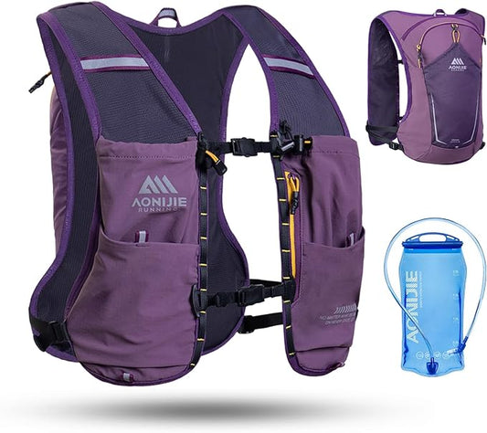 AONIJIE Running Hydration Vest for Men & Women, 8L Hydration Backpack, Multiple Pocket Designs for Water Bottles/Bladders, Lightweight Breathable for Hiking, Climbing, Marathon & Cycling - Green