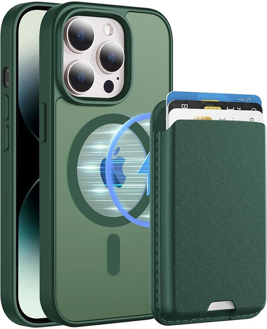 Ntwinro Magnetic for iPhone 13 Pro Max Case (Compatible with MagSafe) with Detachable Wallet & Card Holder for 3 Cards [RFID Blocking] Military Grade Protective Slim Phone Cover, Green