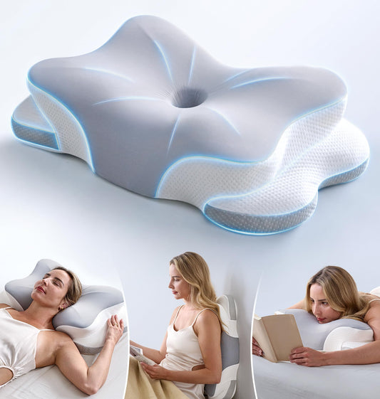 Ultra Pain Relief Cervical Neck Pillow for Sleeping, 5X Support Ergonomic Contour Pillow for Deep Sleep, Cooling Memory Foam Pillows for Adults, Orthopedic Bed Pillow for Side Back, Stomach Sleepers