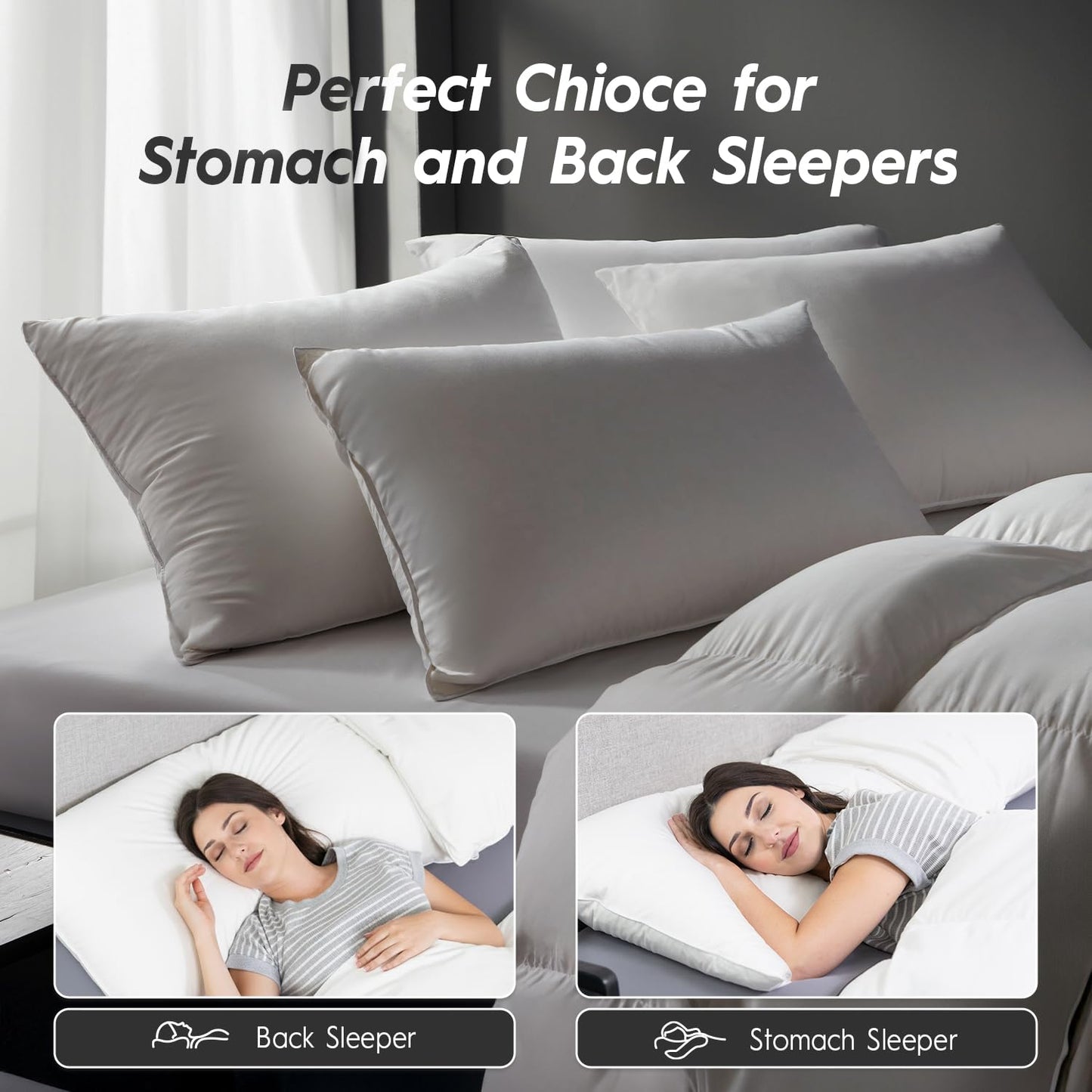 Globon Ultra Soft Down Pillow King Size, Premium Down Filled Bed Pillow for Sleeping, 100% Cotton Shell 500 Thread Count 700 Fill Power, Soft Hotel Collection Down Feather Pillow 20" x 36" 1 Pack