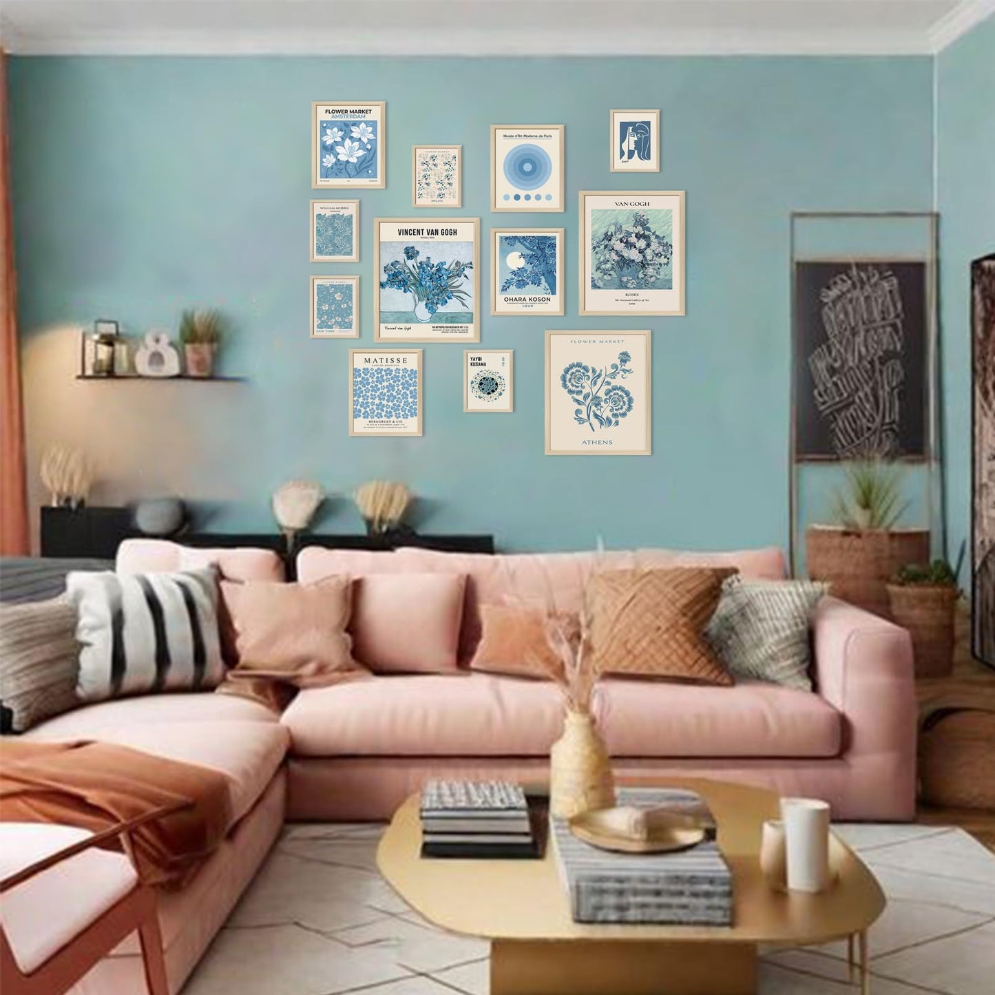 Aroutde Light Blue Wall Art Matisse Modern Wall Decor Coquette Aesthetic Blue Pictures Canvas Gallery Prints For Living Room Bedroon Dorm Set of 12 (Unframed)