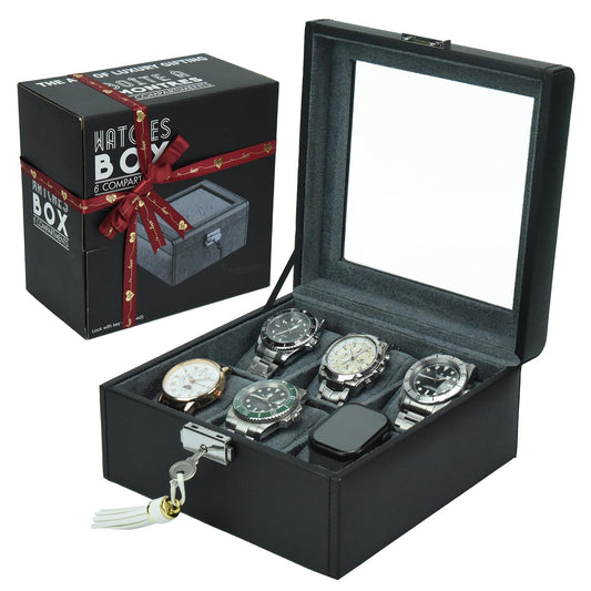 Hit design Watch Cases for Men Watch Box Mens Watch Case Organizer Watch Display Case Leather Watch Storage Box and Watch Holder for Men,Elegant Gift for Husband Dad Boyfriend