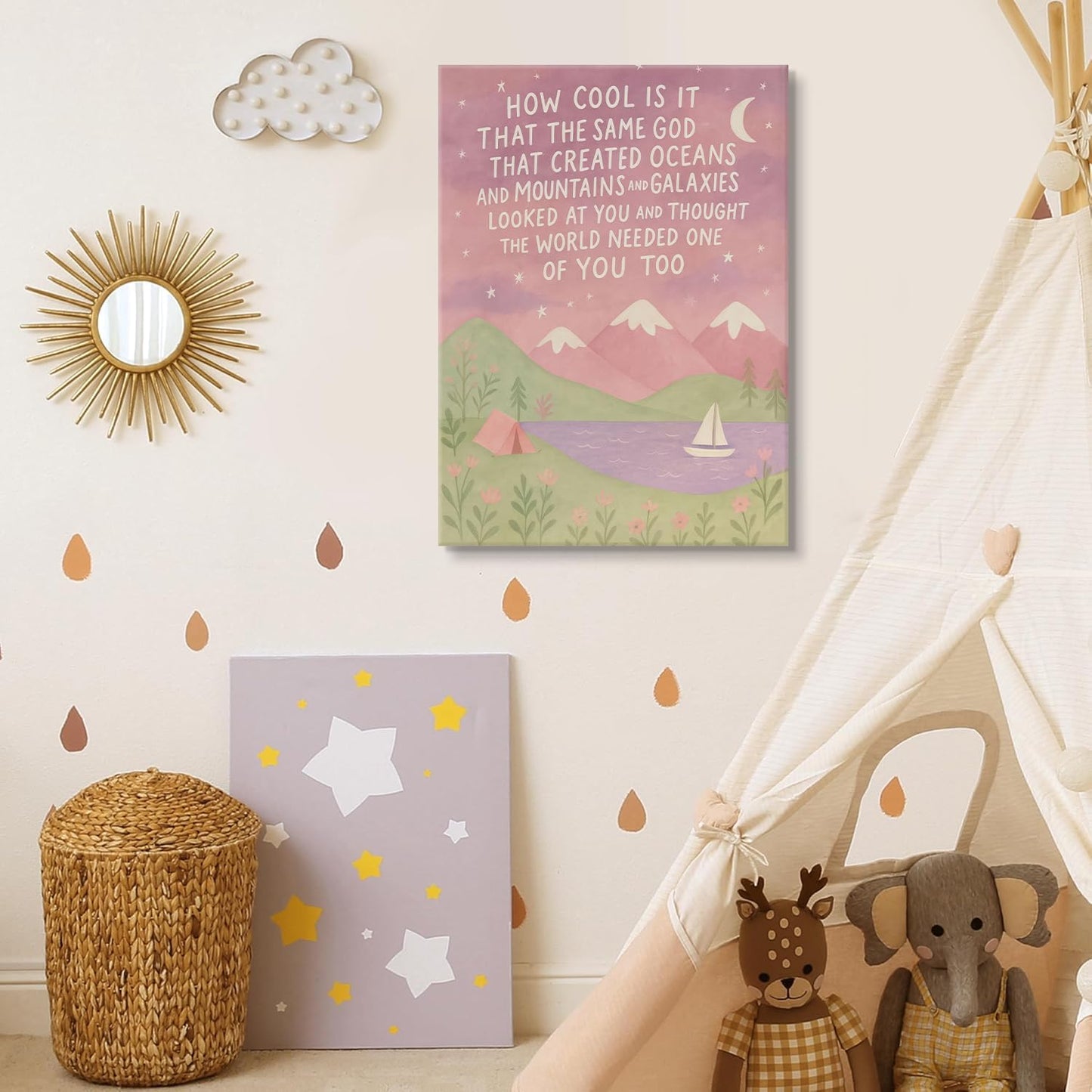 Same God Creation Wall Art Nursery Mountain Wall Decor Christian Inspirational Canvas Print for Boy Kids Room,Teen Bedroom Decor A doption Gifts First Communion Baptism Gifts for Boys 12x16in Canvas