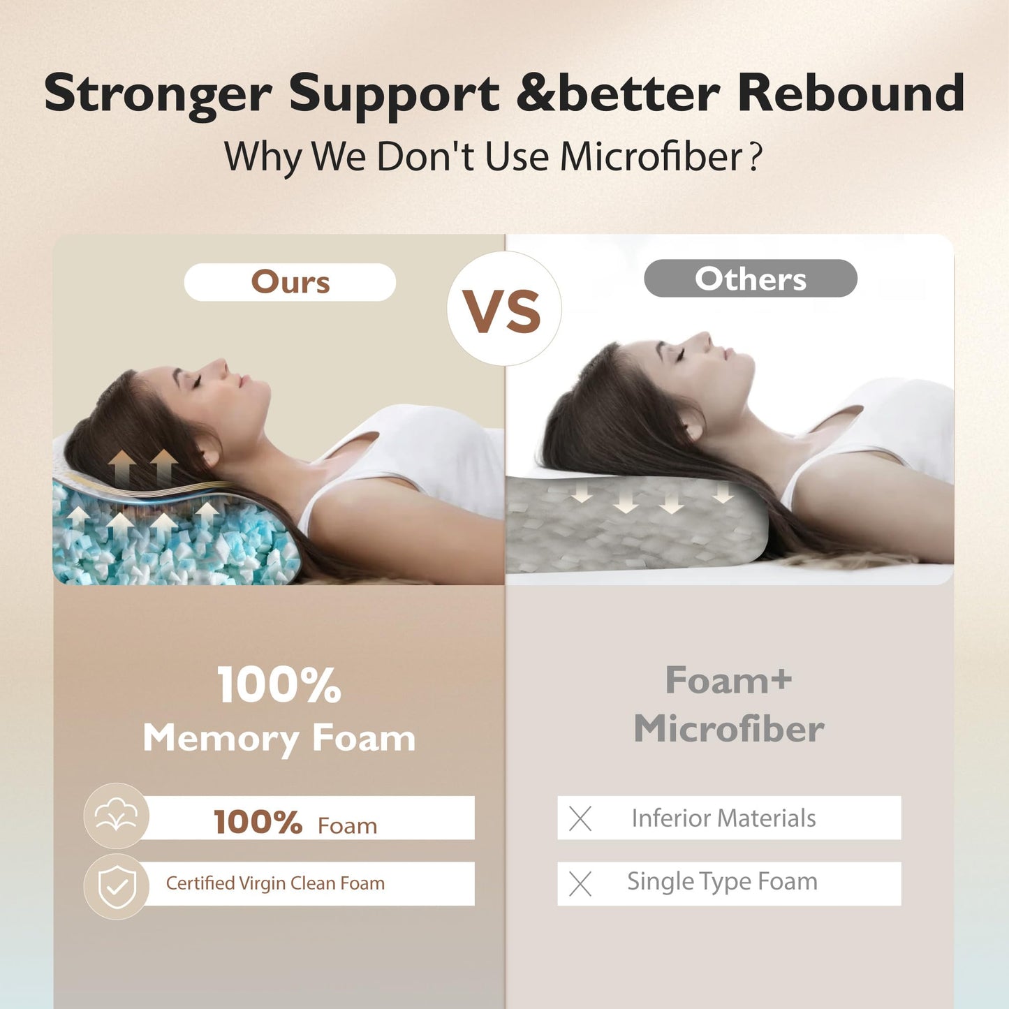 ALPHA HOME Pillows Queen Size Set of 2 - Adjustable Shredded Memory Foam Pillow for Back, Side, and Stomach Sleepers, Neck Pain Relief with Machine Washable Case