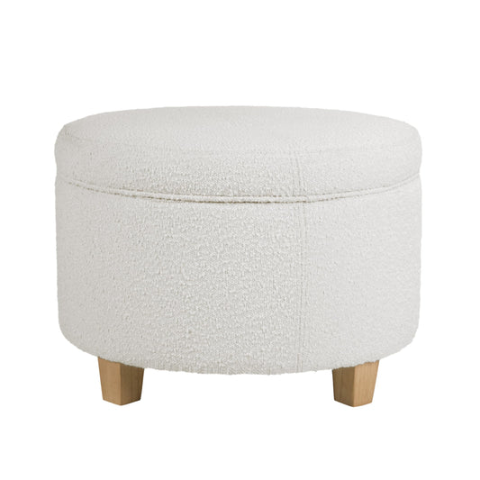 HomePop 24" Large Round Storage Ottoman - Cream Boucle