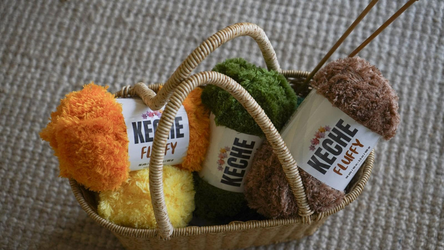 KECHE Fluffy Bulky Yarn – Super Soft Chunky Fuzzy Blanket Weight # 5 Yarn for Knitting Crocheting Crafting 3.5 oz (100 gr) 98 Yds (90 m) - 5 Skeins, Grass