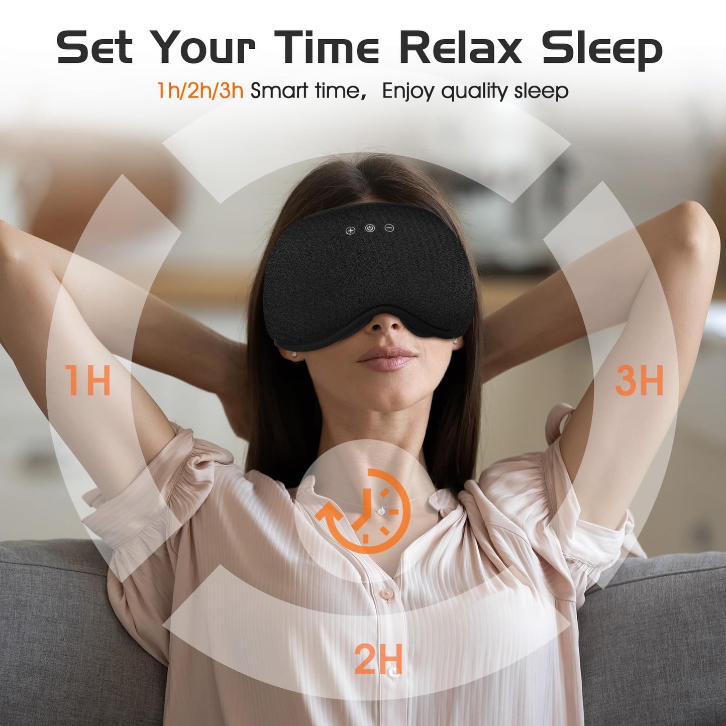 Bluetooth Sleep Mask with 2 Removable 3D Contoured Cup, Bamboo Cotton Bluetooth Sleep Headphones for Side Sleepers with Timming Setting, Blackout Eye Mask for Travel Meditation Men Women