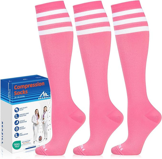 NEWZILL Medical Compression Socks for Women & Men, 20-30 mmHg Knee-High Support for Circulation, All-Day Comfort for Work Travel Running Cycling and Fitness