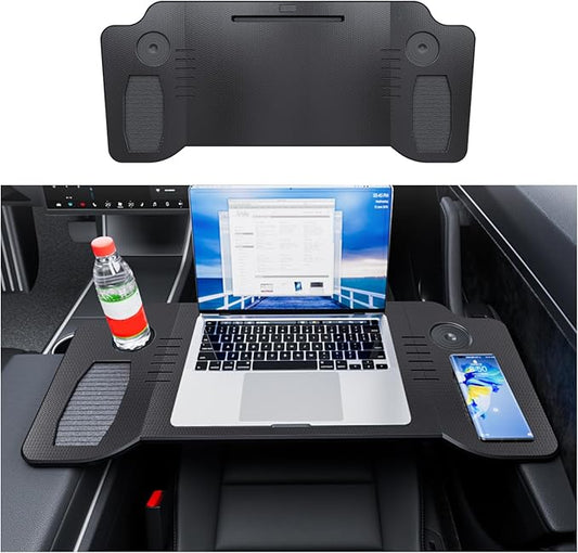 Car Laptop Desk for Tesla Model 3 Model Y Portable Car Table Food Tray Desk for Laptop Foldable Car Tray Table for Eating Travel Multipurpose Tray for Driver Accessories (Black)