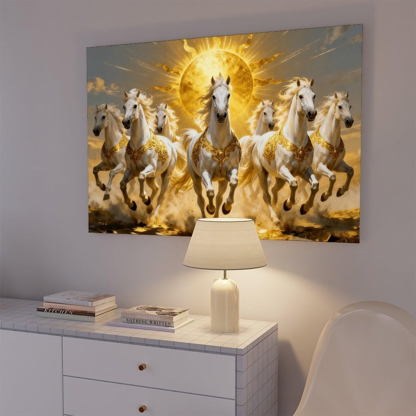 Seven Running Horses Painting Wall Art Poster 7 Lucky Horse Pictures 2 Canvas Poster Wall Art Print - Bedroom Office Bathroom Living Room Decor Unframe-style12x18inch(30x45cm)