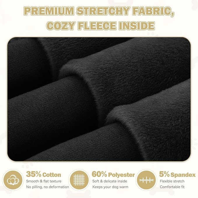 5XL Dog Sweaters for Large Dogs,Extra-Large Dog Hoodie,Cozy Fleece Interior Sweatshirt with Hood & Pocket,Leash Hole,Pet Clothes Sweater Hoodie for Large Dogs,Black&5XL