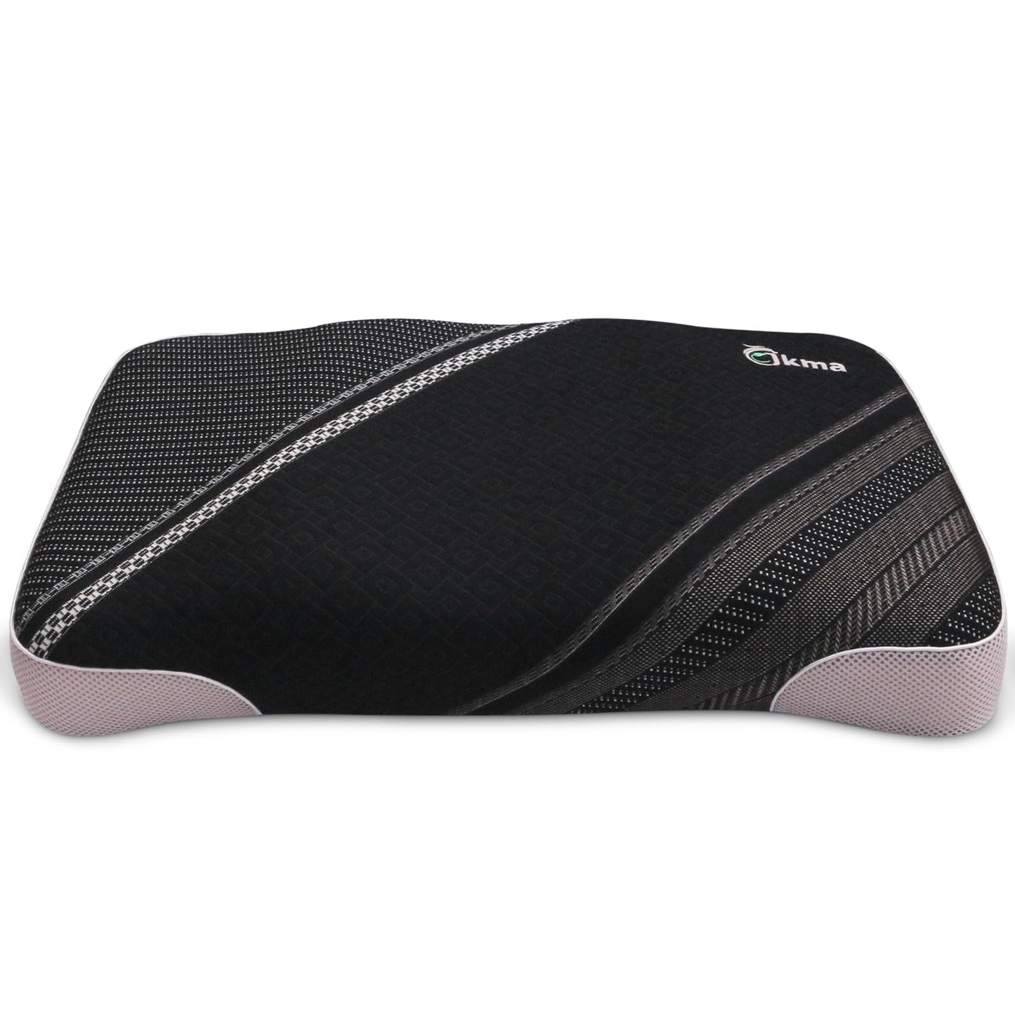 Bio-based Cervical Neck Pillow, ergonomically contoured design, memory foam pillow that provides neck support and shoulder pain relief, deep sleep pillow for side, supine and stomach sleepers. (Black)