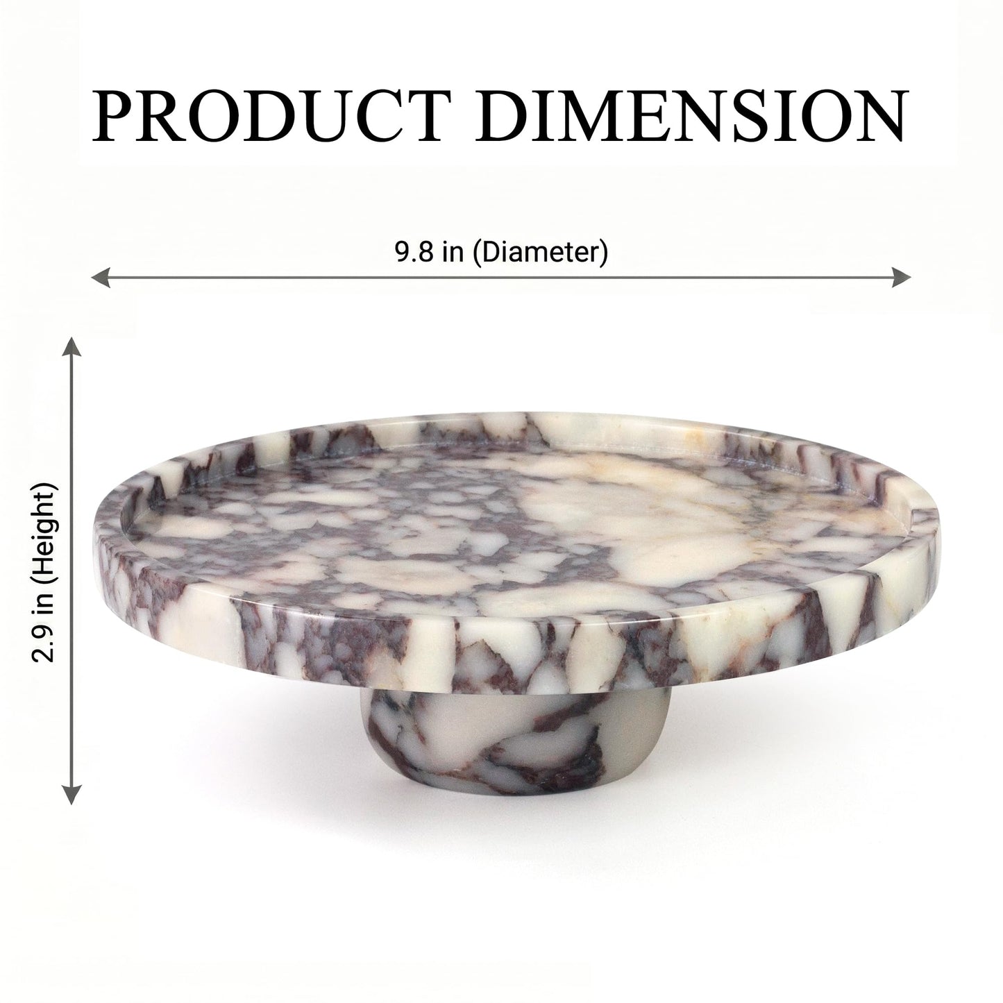 YMXYJM,Marble Pedestal Tray Round Decorative Vanity Tray,Calacatta Viola
