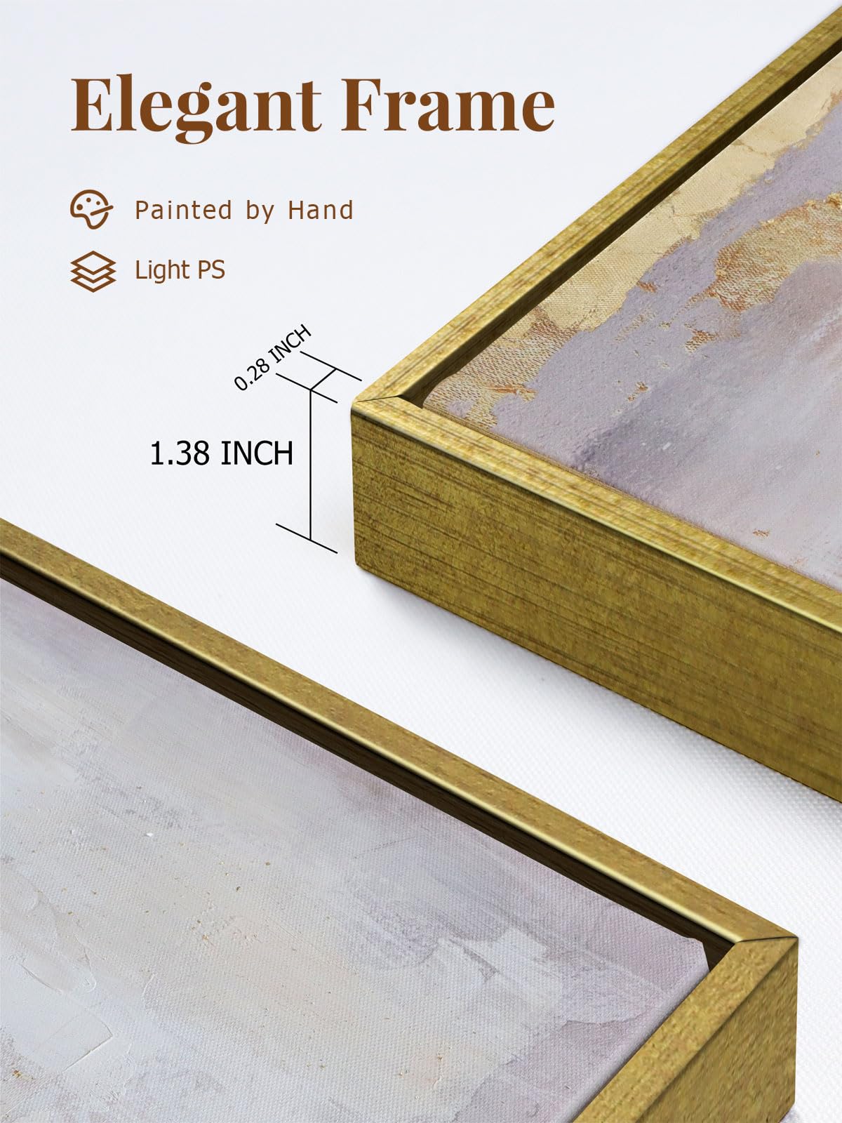 Modern Gold and Neutral Abstract Wall Art - 24x36 inch x 2, Framed Canvas Artworks - Contemporary Décor for living room，bedroom