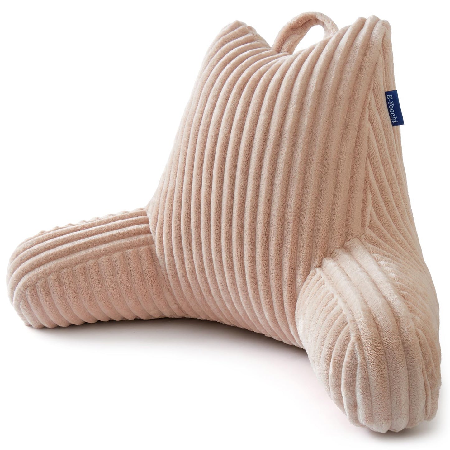 E-Yoochi Reading Pillow for Sitting up in Bed, Adjustable Memory Foam Bed Rest Pillow, Wide-wale Plush Cover Machine Washable, Neck Back and Lumbar Support Pillow-Pink