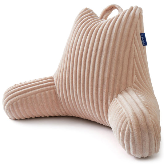 E-Yoochi Reading Pillow for Sitting up in Bed, Adjustable Memory Foam Bed Rest Pillow, Wide-wale Plush Cover Machine Washable, Neck Back and Lumbar Support Pillow-Pink