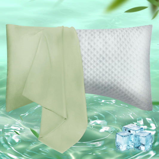 Curved Pillow Case King Size, Side Sleeper Pillow Cases Cover Cooling Rayon Derived from Bamboo with Zipper for hot Sleepers Hair and Skin, Breathable Silky Soft Pillowcase 1 Pack 20 * 36 Inches