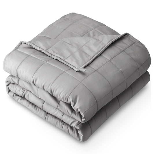 Bare Home Weighted Blanket All-Natural 100% Cotton with Nontoxic Glass Beads 60"x80" 20lbs, Light Grey