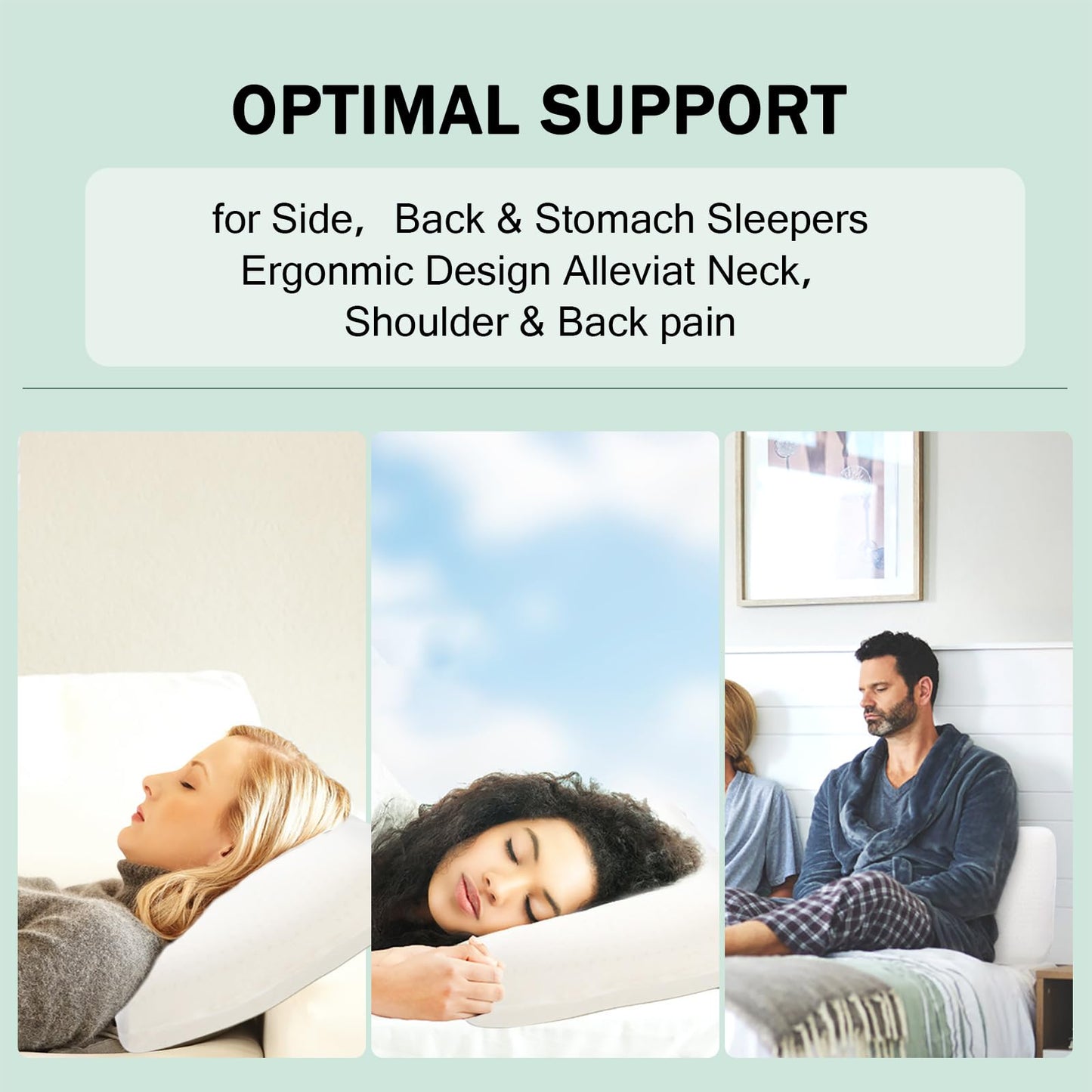 muiuyoe Natural Talalay Latex Pillow, Bed Pillow for Neck Pain Relief, Breathable Cooling Pillow with 100% Cotton Cover, Oeko-TEX Certified Support for Side, Back Sleepers (1, Standard (High Loft))