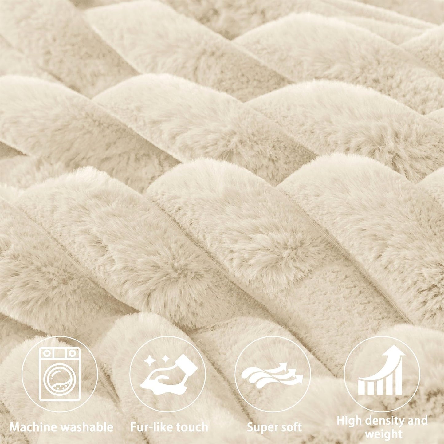 Rycwola Faux Fur Headboard Pillow with 2 Pack Neck Roll Pillow Large Headboard Pillow Soft and Supportive with Removable Cover (Beige, Queen)