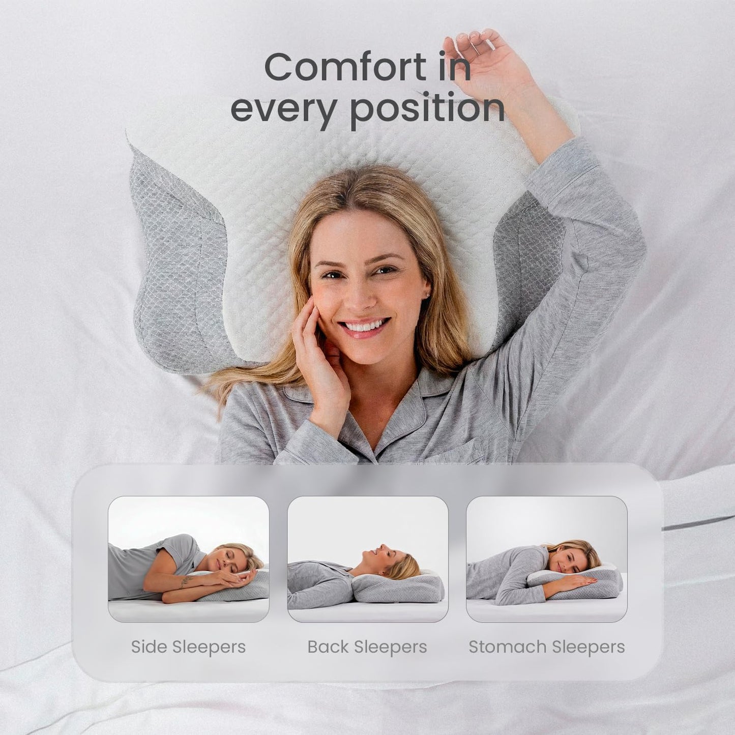 IWS I WANNA SLEEP Cervical Original Neck Plus Charcoal Premium Ergonomic Memory Foam Activated Charcoal Hypoallergenic Pillow for Neck and Back Pain Relief – Orthopedic Pillow