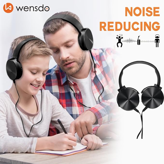 Kids Headphones Bulk 6 Pack for School Classroom Student,Wholeslae Wired Durable Earphones Class Set for Children Toddler Teens Boys Girls and Adult (HY450, 6 Black)